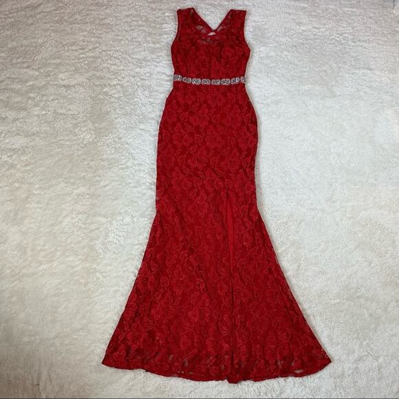 City Studio Jessica Rabbit lace mermaid sheath evening gown maxi dress, 9 NWT - Picture 2 of 15